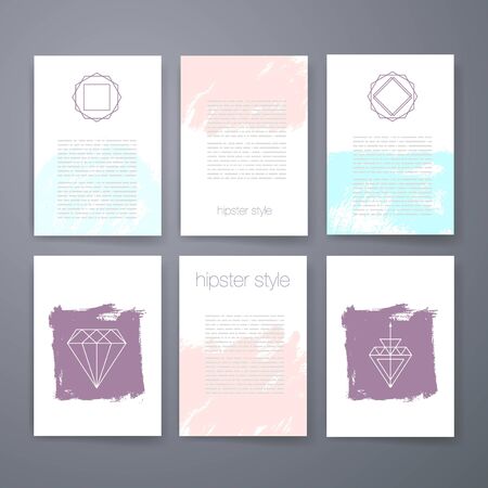 Vector line logos and icons. Line design elements for invitations and greeting cards. Vector emblems and badges. Abstract hipster logo templates.のイラスト素材