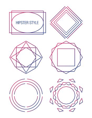 Vector line logos and icons. Line design elements for invitations and greeting cards. Vector emblems and badges. Abstract hipster logo templates.のイラスト素材