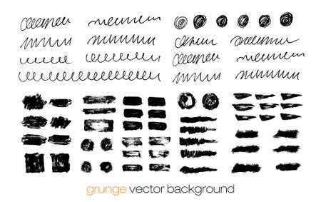 Grunge marker stains, lines, backgrounds and brushstrokesのイラスト素材