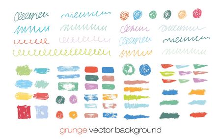 Grunge marker stains, lines, backgrounds and brushstrokesのイラスト素材