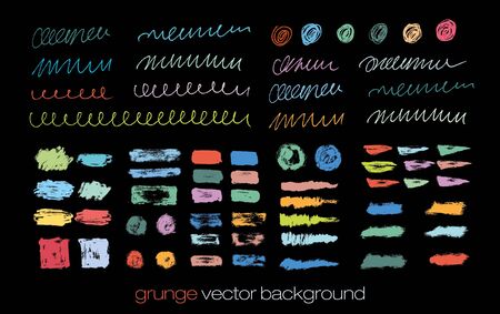 Grunge marker stains, lines, backgrounds and brushstrokesのイラスト素材
