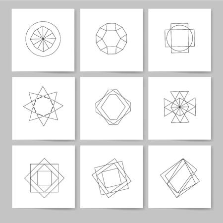 Set of Trendy Posters. Modern Hipster Style for Invitation, Business Contemporary Design. Hand Drawn Elements for Placards, Flyerのイラスト素材