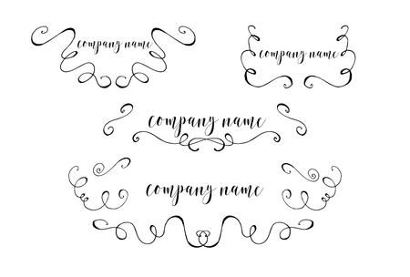 Swirls, laurels, frames, leaves, banners and curls. Laurels. Wedding templates set with floral ornate elementsのイラスト素材