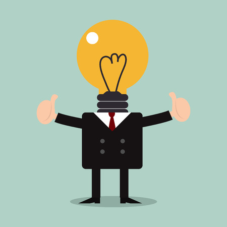 businessman with light bulbs, Idea concept illustrationのイラスト素材