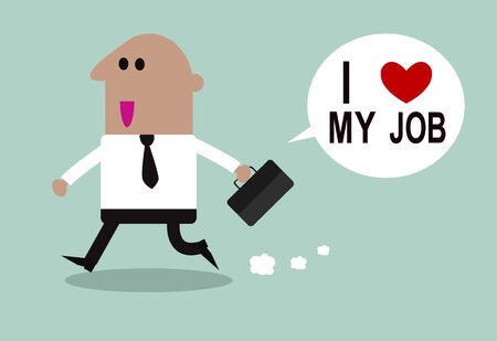 Happy businessman. I love my job business concept. Vector illustration.のイラスト素材