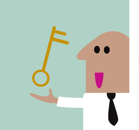 businessman holding golden keyのイラスト素材