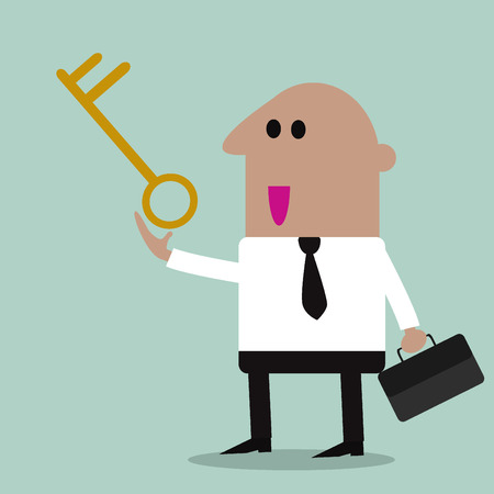 businessman holding golden keyのイラスト素材