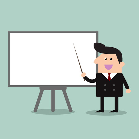 Businessman Pointing To A Whiteboardのイラスト素材