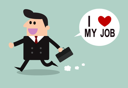Happy businessman. I love my job business concept. Vector illustration.のイラスト素材