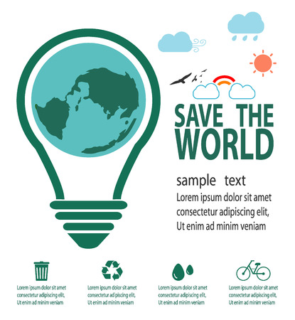 Save the World Concept , Green City, environment, ecology infographicのイラスト素材