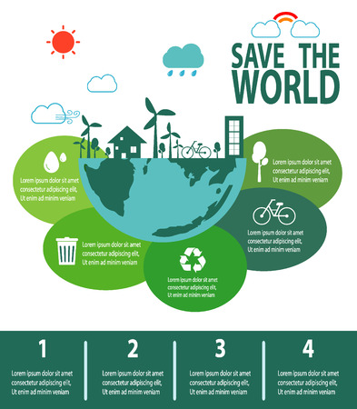 Save the World Concept , Green City, environment, ecology infographicのイラスト素材