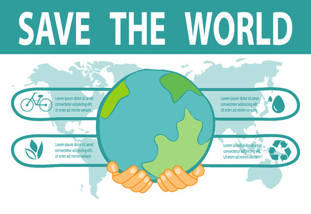 Save the World Concept , Green City, environment, ecology infographicのイラスト素材