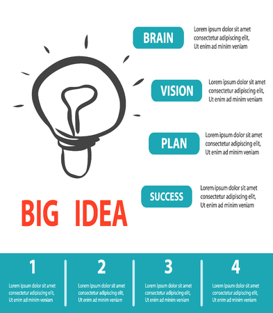 Business Concept, bulbs idea concept isolated on white background, Business Concept, Infographics ,Vector Illustration.のイラスト素材