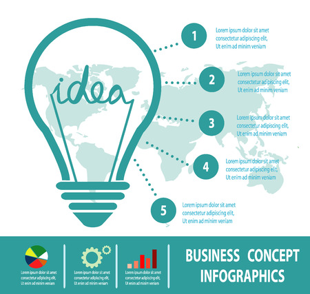 Business Concept, bulbs idea concept isolated on white background, Business Concept, Infographics ,Vector Illustration.のイラスト素材