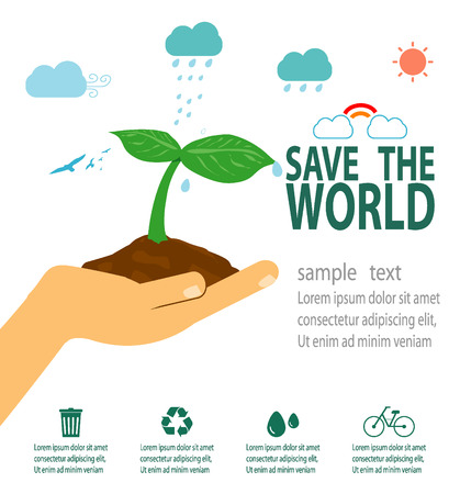Save the World Concept , Green City, environment, ecology infographicのイラスト素材