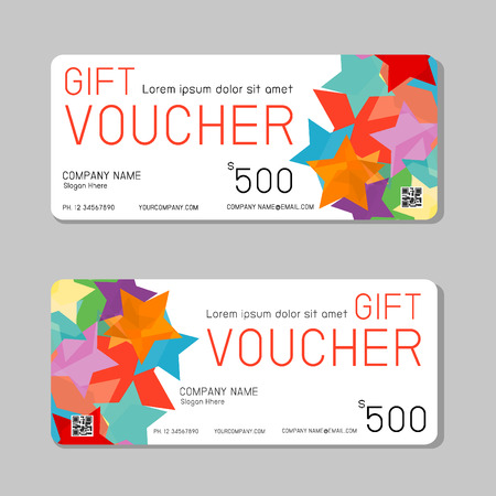 Gift voucher template and modern pattern. Voucher template with premium pattern, gift Voucher template with colorful pattern. bright concept.のイラスト素材
