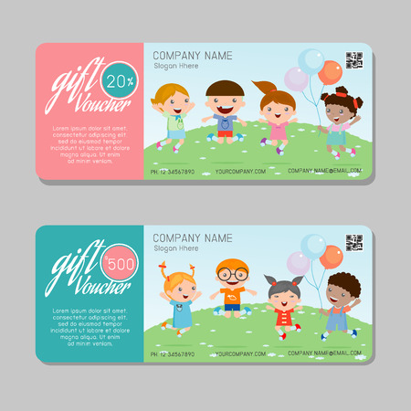 Gift voucher template and modern pattern. Voucher template with premium pattern, gift Voucher template with colorful pattern. bright concept. のイラスト素材