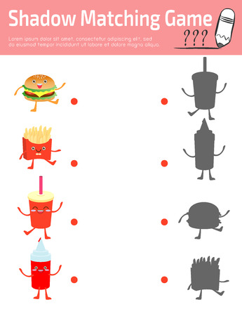 Shadow Matching Game for kids, Visual game for kid. Connect the dots picture,Education Vector Illustration.のイラスト素材