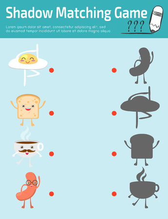 Shadow Matching Game for kids, Visual game for kid. Connect the dots picture,Education Vector Illustration.のイラスト素材