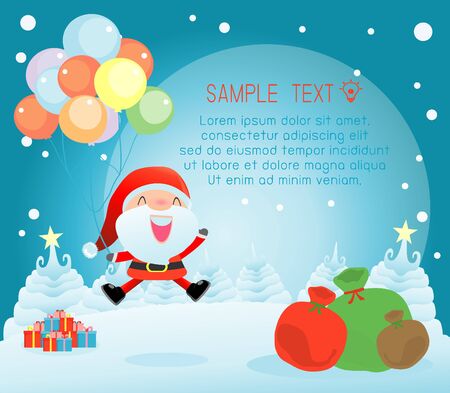 Merry Christmas, Happy new year, Merry Christmas design with wide copy space, Santa Claus,card, background card greeting, Vector Illustrationのイラスト素材