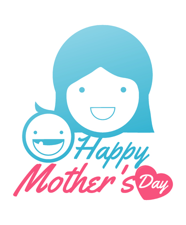 mother and her baby. Card of Happy Mothers Day. mother and her baby, isolated vector symbol,  beautiful women and child, happy mothers day card vector illustrationのイラスト素材