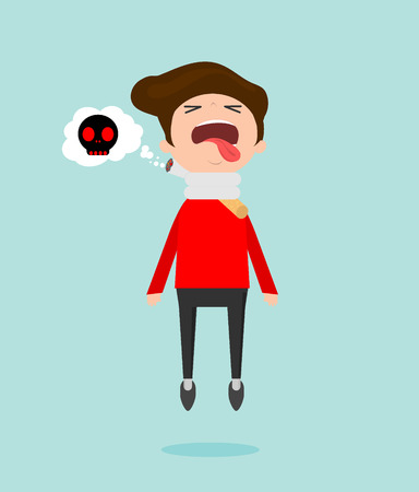 Stop smoking,No smoking, Cigarette kills man, cartoon vector illustration, World No Tobacco Day, Concept Stop Smoking on Background.のイラスト素材