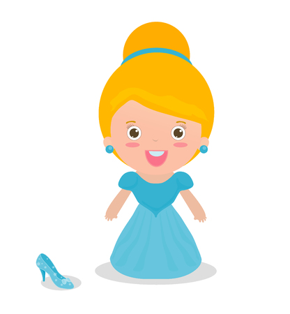 Cute Cinderella Vector Illustration, Beautiful blond princess on white background,のイラスト素材