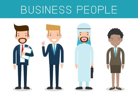 Business people, Set of diverse business people isolated on white background. Different nationalities,Vector Illustration .のイラスト素材