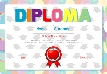Certificates pattern design template for school kindergarten and elementary, Preschool Kids,  vector illustration.のイラスト素材