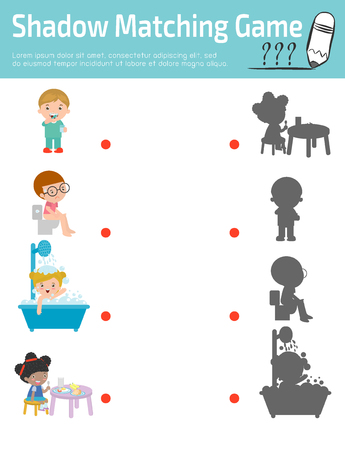 Shadow Matching Game for kids, Visual game for kid. Connect the dots picture,Education Vector Illustration.のイラスト素材