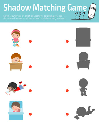 Shadow Matching Game for kids, Visual game for kid. Connect the dots picture,Education Vector Illustration.のイラスト素材