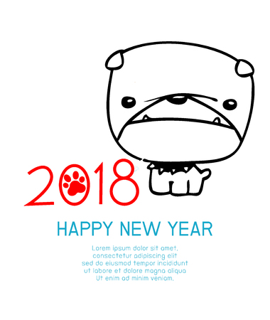Happy New Year 2018 background, happy child with Happy new year 2018, dog's,Colorful Vector Illustrationのイラスト素材