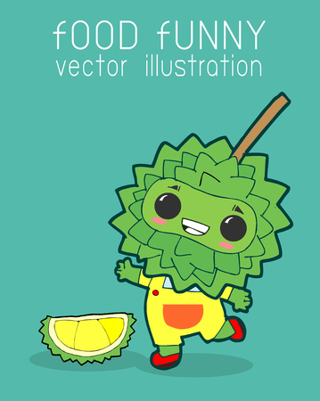Durian funny cartoon poster design icon, food funny Vector illustrationのイラスト素材