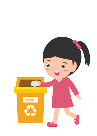 Children rubbish for recycling, Illustration of Kids Segregating Trash, recycling trash, Save the World , male recycling, Kids Segregating Trash, children and recycling.のイラスト素材