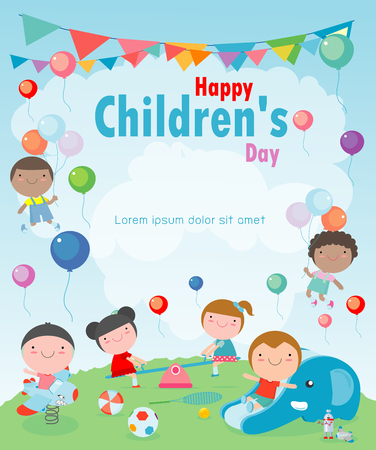 Happy children's day background, vector illustrationのイラスト素材