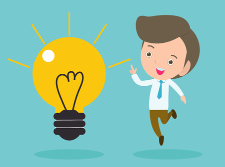 businessman with light bulbs, Idea concept. Business Concept vector Illustration.のイラスト素材