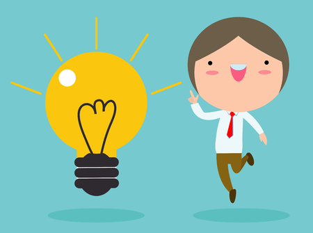businessman with light bulbs, Idea concept. Business Concept vector Illustration.のイラスト素材
