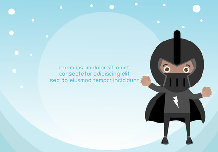 Superhero kid on background,Template for advertising brochure,your text ,Cute little Superhero Children's, Kids and frame,child and frame,Vector Illustrationのイラスト素材