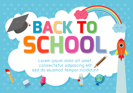 Back to school banner background.welcome back to school ,Cute school kids.education concept, Template for advertising brochure, your text ,Vector Illustrationのイラスト素材