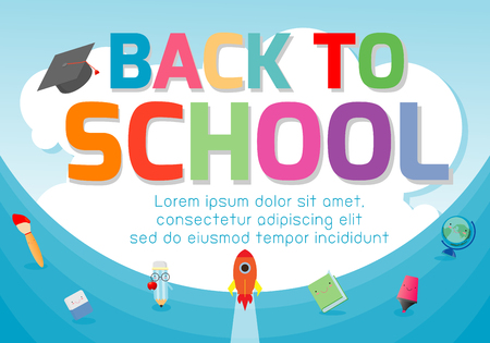 Back to school banner background.welcome back to school ,Cute school kids.education concept, Template for advertising brochure, your text ,Vector IllustrationBack to school banner background.welcome back to school ,Cute school kids.education concept, Template for advertising brochure, your text ,Vector Illustrationのイラスト素材