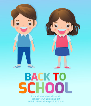 Back to school banner background. back to school, kids school, education concept, Kids go to school, Paper cut and craft style. Paper art style, you text, Origami. Template for advertising brochureのイラスト素材