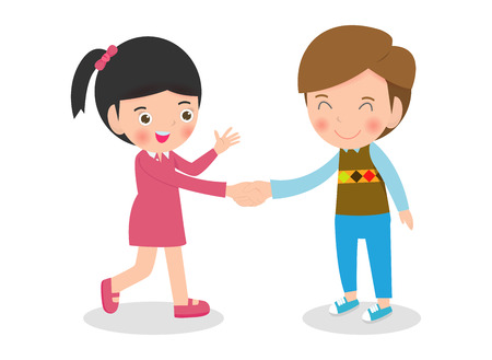 Vector illustration of Children shaking handsのイラスト素材