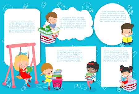 cute kids education, school kids, back to school Template for advertising brochure,your text, ready for your message. Vector illustrationのイラスト素材