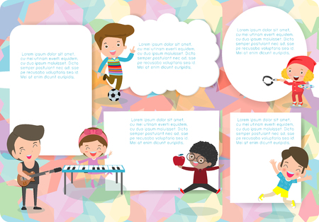 cute kids education, school kids, back to school Template for advertising brochure,your text, ready for your message. Vector illustrationのイラスト素材