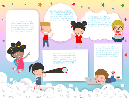 cute kids education, school kids, back to school Template for advertising brochure,your text, ready for your message. Vector illustrationのイラスト素材