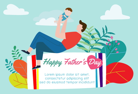 Happy Father's Day greeting card. flat design,stock vector illustrationのイラスト素材
