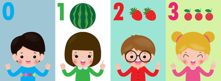 children hand showing the number zero one two three , kids showing numbers 0 1 2 3 by fingers. Education concept, Kids learning material vector illustration isolated on backgroundのイラスト素材