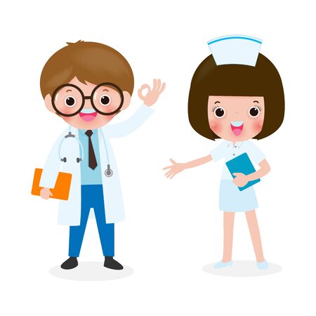 Doctor and Nurse isolate on white background vector illustration.のイラスト素材