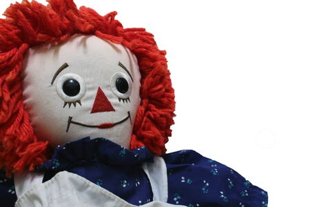Old Time Rag Doll on white background, Ghost mystic doll. Scary horror dollの写真素材