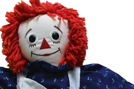 Old Time Rag Doll on white background, Ghost mystic doll. Scary horror dollの写真素材